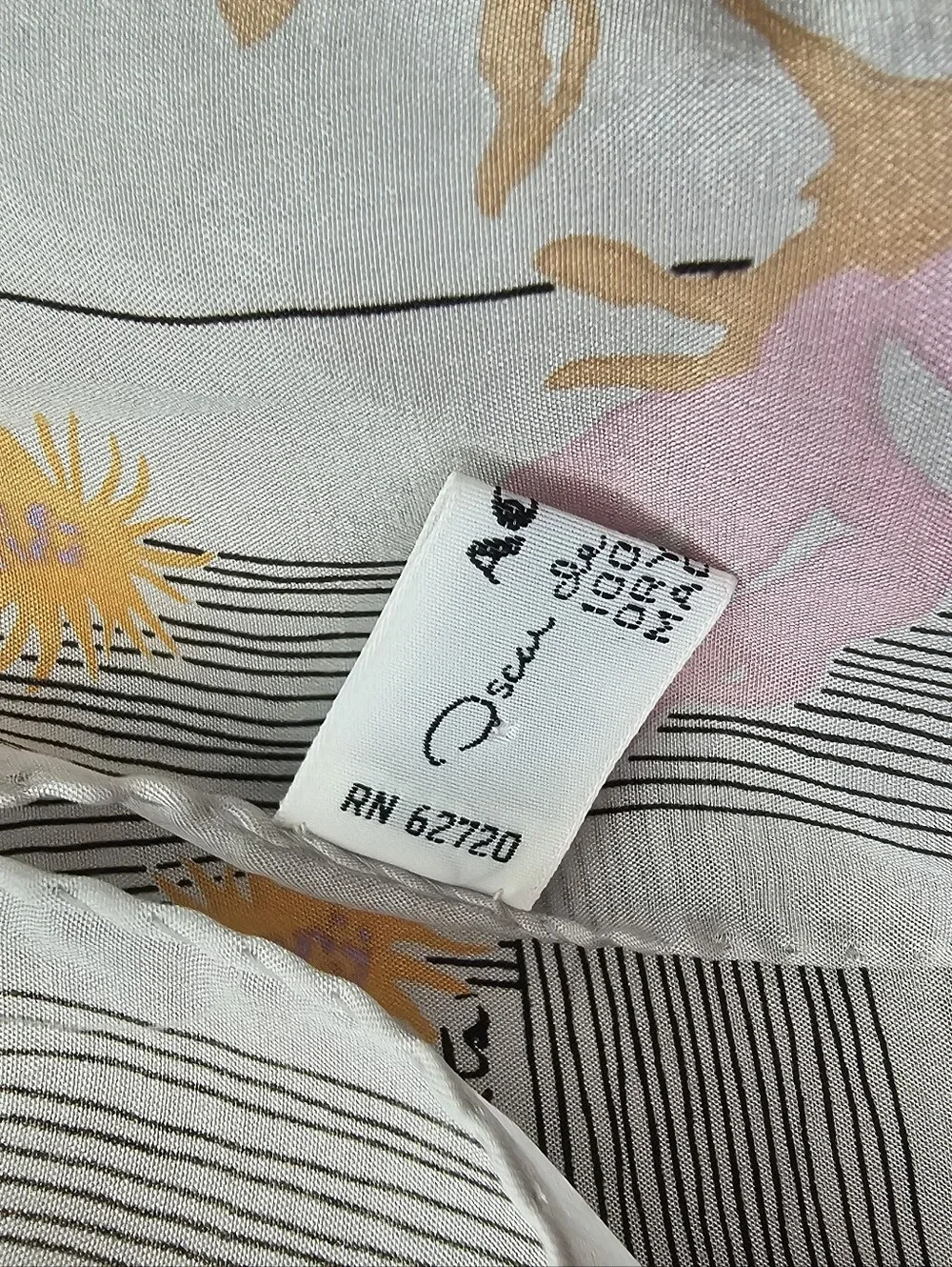 Vintage Oscar de la Renta 100% Silk Floral Striped Oblong Scarf​